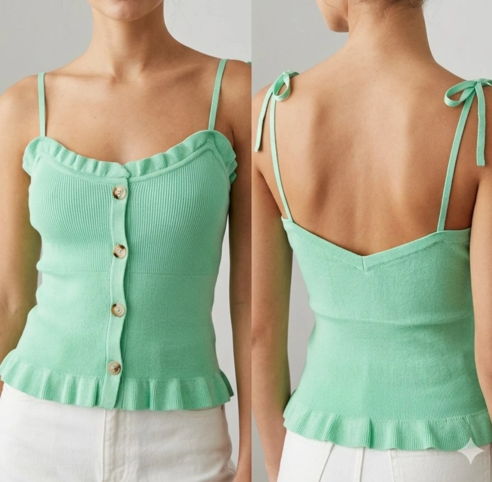 Top caraco côtelé décolleté en cœur bretelles ajustables 💯 viscose dû 36/38